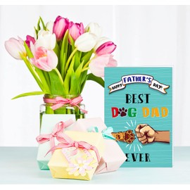 D24TIME Funny Fathers Day Card for Dog Dad, 4"x 6" Fathers Day Card for Men Best Dog Dad Ever Cards with Envelope from Dog Puppy Daughter Son Wife