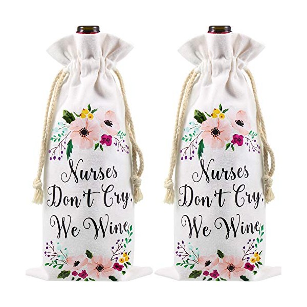 2 Pieces Nurse Wine Bag, Nurses Don't Cry We Wine