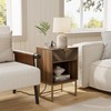 Masupu Nightstand with Charging Station,Modern Night Stand Boho Farmhouse Wood