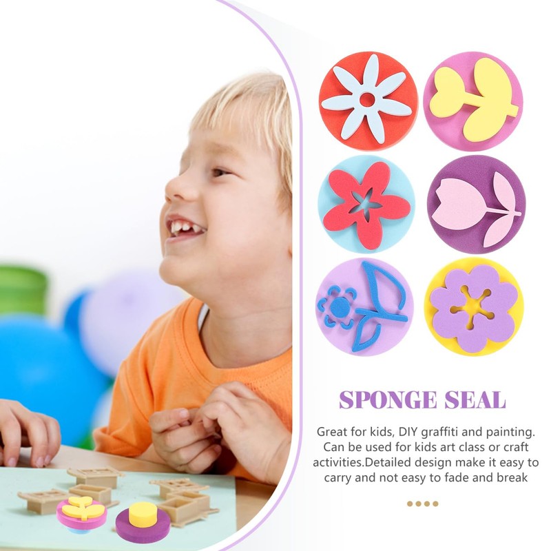 NUOBESTY 6pcs Painting Sponge Stamps Creative Flower Round Sponge Seals