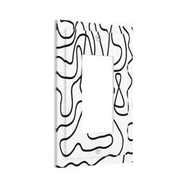 Black and White Rustic Abstract Black Lines Art Single Rocker Light Switch Cover 1 Gang Outlet Cover Decorative Gfci Electrical Wall Plate Dimmer Switchplate for Home Decor