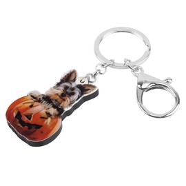 WEVENI Acrylic Yorkshire Terrier Teddy Key Chains Yorkie Keyring Women Girl Handbag Charms Jewelry Keychain (Pumpkin)
