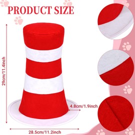 Matiniy 4 Pcs Cat Costume Set Include Top Hat,Oversized Bowtie,Gloves and Tail for Kids World Book Day Dress Up