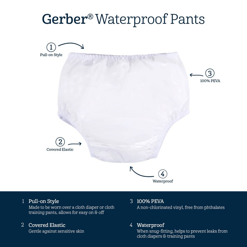 Gerber Plastic Pants, 3T, Fits 32-35 lbs. (4 Pairs)