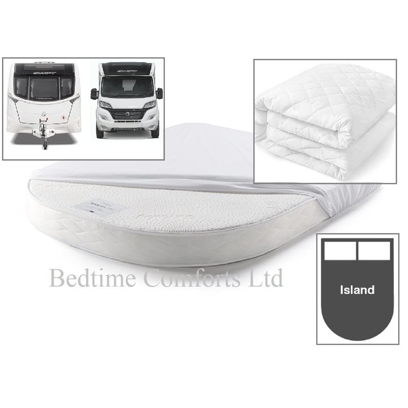 CARAVAN/MOTOR HOME ISLAND BED QUILTED FITTED MATTRESS PROTECTOR (Hand Made