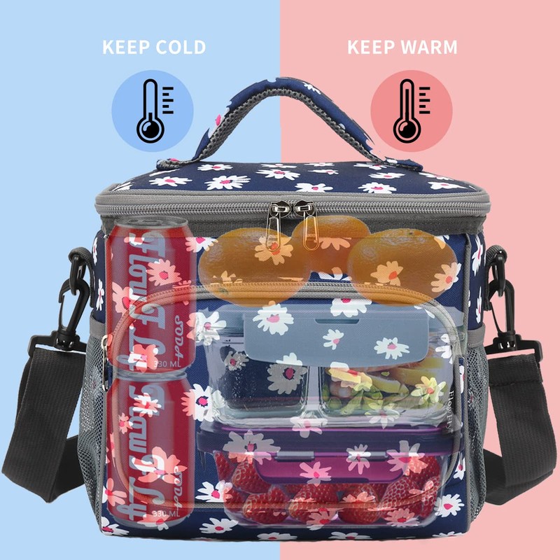 FlowFly Insulated Reusable Lunch Bag Adult Large Lunch Box for
