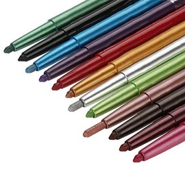 Maquillaje Lapiz Azul Para Ojos Retractil Bissu Delineador De Ojos Sombra de Ojos de 12 Colores, Lápiz Delineador de Labios para Mujer, Juego de Maquillaje Cosmético