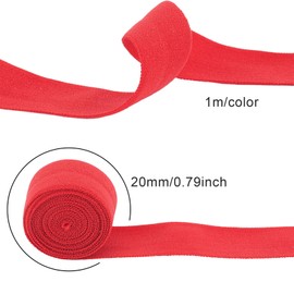 BENECREAT 37 Yards/34m 20mm Wide Foldover Ribbon Elastic Stretch 34 Colors FOE Elastic Band for Hair Ties Headbands