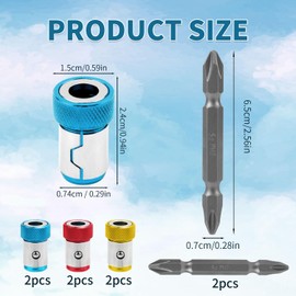 Tinoaly 6 x Magnetic Screw Ring Holder with 2 x Ph2 Screwdriver Bits, Removable Magnetic Bit Holder for 6.35 mm Hex Screwdrivers and Power Bits