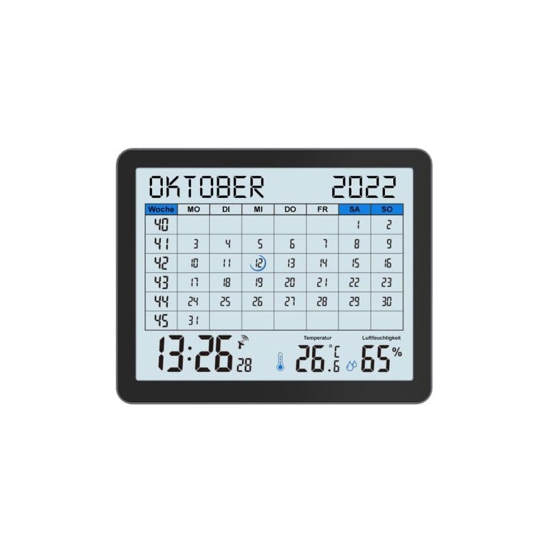 WT2600 Desk Calendar, Temperature Display, Humidity Display, Min/Max Display, 17