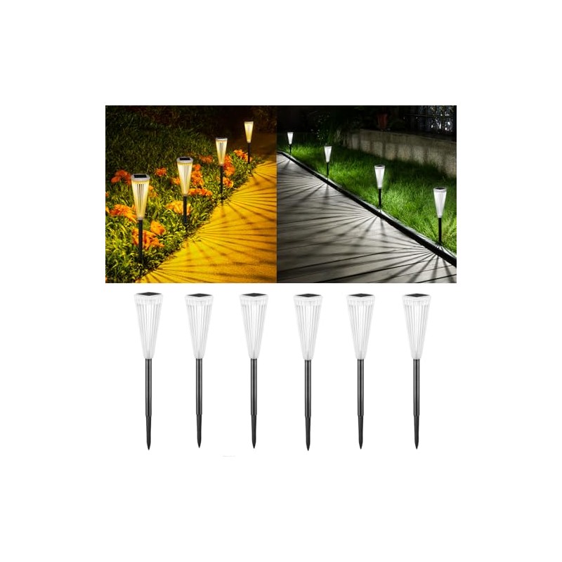 Solar Pathway Lights Outdoor, 6 Pack Solar Powered Ground Light