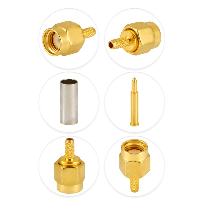 POBADY 10PCS SMA Conectores SMA Macho Crimpado Connector para RG316