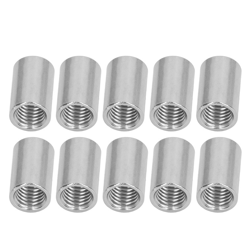 10Pcs Coupling Nut Round Rod Connector Female Thread 304 Stainless