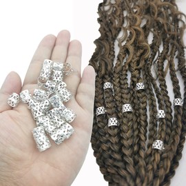 Flosius Pack of 50 Dreadlock Jewellery Silver Rhinestone Hair Dread Braids Braids Jewellery Hair Rings with 100 Pieces Mini Hair Bobbles Adjustable Metal Cuffs Hair Accessories (C)