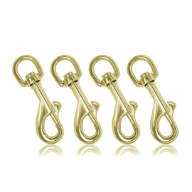 Ganzoo Carabiner Hook with Swivel L: 75 mm, Bolt Carabiner for Dog Lead, Pack of 4, Steel Carabiner, for Paracord 550 Dog Collar, Snap Carabiner Swivel Head, Zinc Alloy, Colour Gold