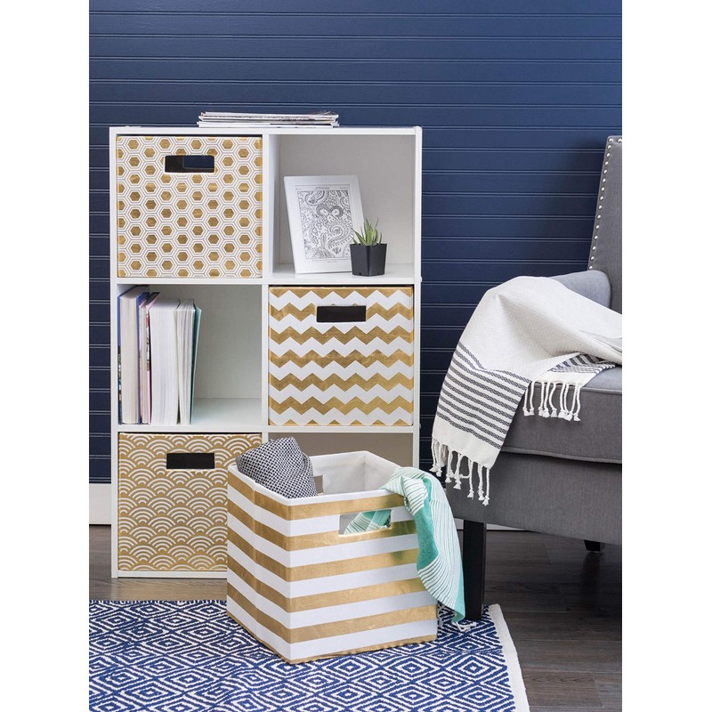 DII Collapsible Polyester Storage Cube, Honeycomb, Gold, Small