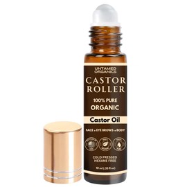 Untamed Organics- Roll-on de aceite de ricino 100% orgánico para cejas, labios, ojeras, pestañas y cutículas (rollo sin suciedad)