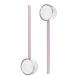 2PCS Clear Glass Round Soup Spoon Long Handle Scoop, Heat Resistant Ladle, Novelty Transparent Stirring Coffee Spoon, Cute Borosilicate Glass Mixing Utensil