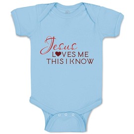Cute Rascals Baby Bodysuit Jesus Loves Me This I Know Christian Jesus God Style B Boy & Girl Baby Clothes Funny Cotton Light Blue Design Only 12 Months