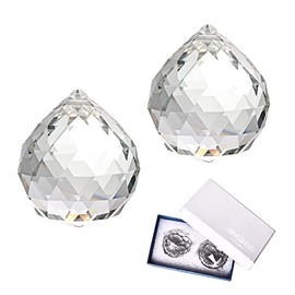 Clear Glass Crystal Ball Prism Pendant Suncatcher 40mm Pack of 2 with Gift Box