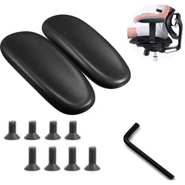 1 Pair Office Chair Armrest Replacement Pads, Universal Office Chair Arm Pads,10inch, with Screws and Wrench （Black ）
