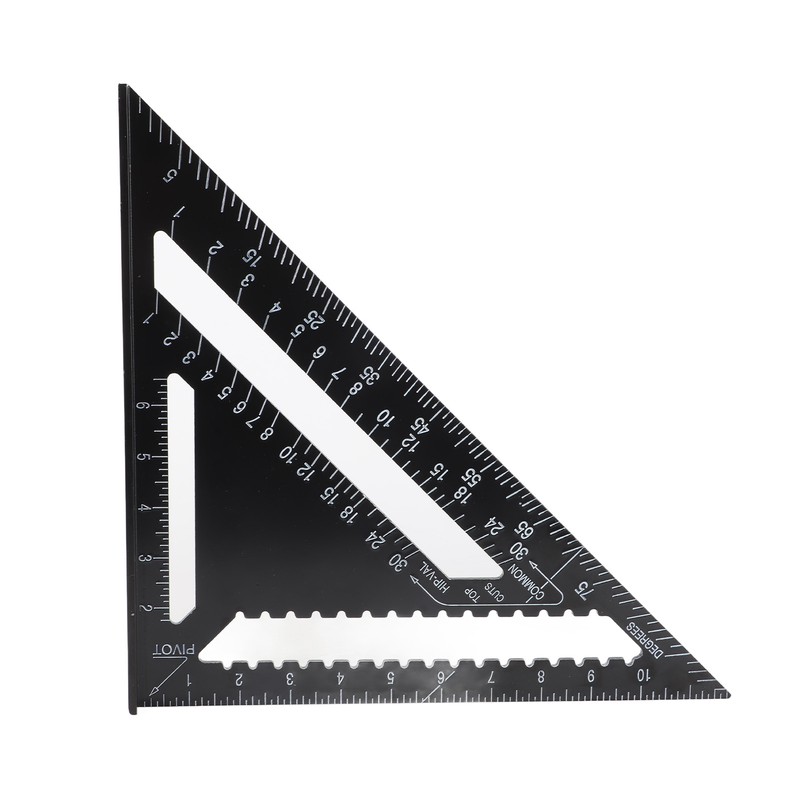 Triangle Ruler Black Right Angle Ruler Inch Metric Aluminum Alloy