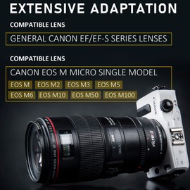 VILTROX EF-EOS M Lens Adapter Electronic Auto Focus EF-M Adapter AF Lens Mount Converter for Canon EOS EF/EF-S Lens to Canon EOS M Mount Camera EOS M100 M50 M2 M3 M10 M6 M5 II M200