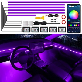 Acrylic Interior Car LED Strip Light with Wireless App, 10 in 1 with 175 Inches 593 LEDs Neon LED Strip Light, RGB Colours Dynamic Music Sync Car Ambient Lighting Kits