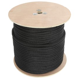 NovelBee 1/2 Inch X 600 Feet Double Braid Nylon Anchor Line with Stainless Steel Thimble and Wood Chuck (Black)