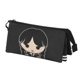 Wednesday Cute Triple Pencil Case, Grey, 23 x 11 cm, gray, Triple Pencil Case Cute