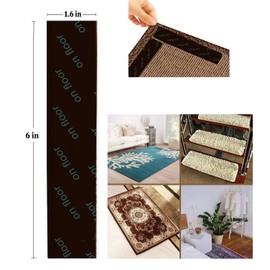 Rug Tape for Hardwood Floor 12 Pcs Carpet Tape Anti Slip Rug Pad Carpet Gripper for Area Rugs Black