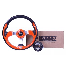 Huskey 12.5" Golf Cart Steering Wheel Orange Color W/ Adapter for EZGO TXT/RXV/Valor/ST