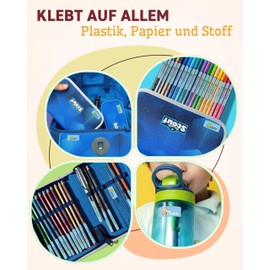 Washable & Dishwasher Safe (75 Pieces) Name Stickers Children School - Dermatologically Tested Name Stickers School - 100% from Germany Name Labels School - Sticker Name Children Blue