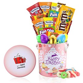 Easter Snack Gift Tin Basket - Easter Candy, Eggs, Easter Chocolates - Great Easter Care Package for Family, Friends, Kids, Coworkers