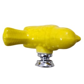 Wannianmu 4Pack Yellow Cute Bird Design Cabinet Door Knobs, Ceramic Drawer Knobs with Mounting Screws, Vintage Cupboard Pull Handle