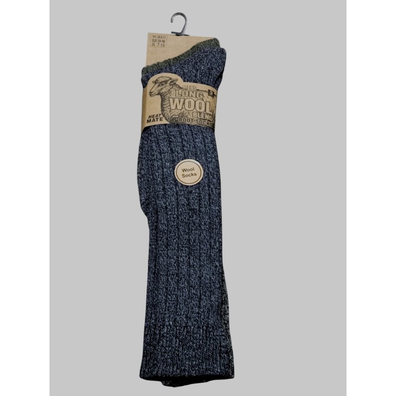 Men's Long Wool Blend Heavy Boot Socks -Warm, Durable &