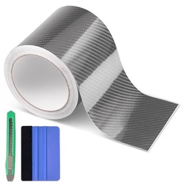 Arespark Cinta de vinilo de fibra de carbono gris brillante de 6D para protector de umbral de puerta, protector de borde de ventana, envoltura de vinilo de oscurecimiento, película de protección de