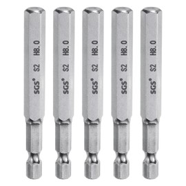 QUARKZMAN Hexagon Hex Screwdriver Bit Set 8 mm (H8) Metric 1/4 Inch Magnetic 75 mm (3 Inch) Long S2 Steel Screwdriver Bits Key Hex Pack of 5