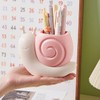 Qaoliffa Cute Pink Snail Makeup Brush Holder,Multi Functional Storage Box