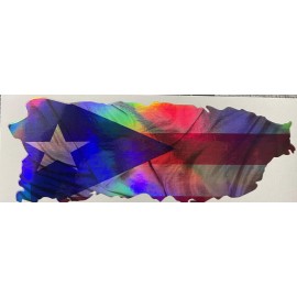 Egl Holographic DISTRESSED PUERTO RICO FLAG DECAL STICKER MAP  Car Truck  Jdm coqui