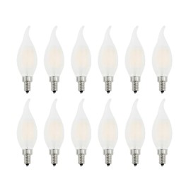 Lamsky Frosted E12 Candelabra Bulb 60 Watt Dimmable,Flame Bent Tip Shape LED Chandelier Light Bulbs Soft White 3000k,6W B11 E12 LED Bulb for Ceiling Fan,Pendants,12 Pack