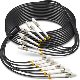 YUTIANHOME 10 Meters 6 Core OM3 Multimode Industrial TPU LC to LC Outdoor Armored Fiber Patch Cable, Direct Burial 6 Strands Fiber Optic Cable, 10Gb Duplex 50/125um MMF LC-LC 6 Fibers