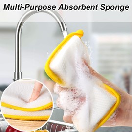 Washing up Sponge, 5PCS Dishcloths for Washing Up, Double-Sided Kitchen Dishcloth, Multi-Purpose Absorbent Sponge, Bowl Dish Cleaning Pad Scrubber,Kitchen Dishwashing Cleaning Tool