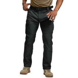 TOPTACPRO Tactical Pants Men's Flex Ripstop Water-Resistant Lightweight Stretch Cargo Trousers for EDC Outdoor Work Hiking (Black, 36W/32L)