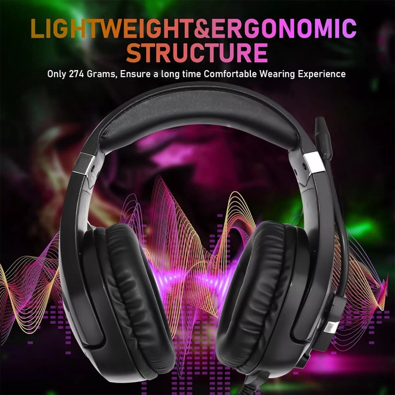 MS Audifonos Gamer Onikuma K18 Pro Con Microfono Luz Rgb