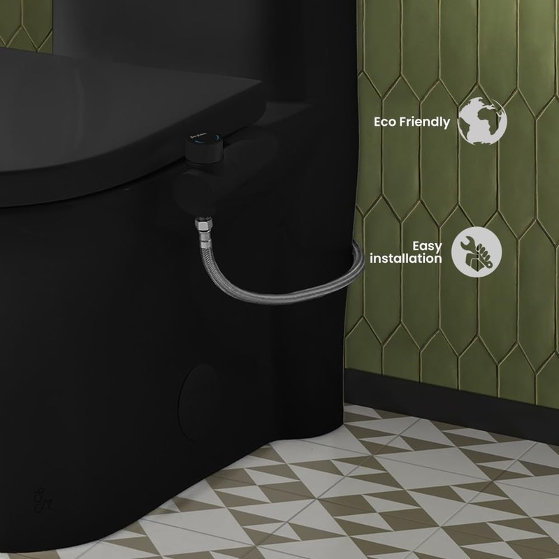 Montmartre Non-Electric Bidet Toilet Attachment in Glossy Black with Black