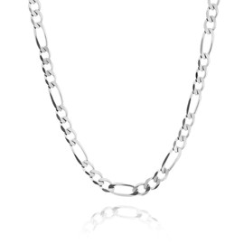 Kritz Figaro Necklace 3 mm Wide for Men and Women Length 40/55 cm - Figaro Chain Silver for Men and Women - Jewellery Gifts, Silver