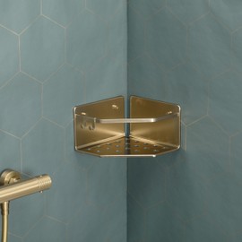 Tatay Corner basket Collection Serenity, Made of Aluminium, Color Gold. Measures 20x20x12 cm