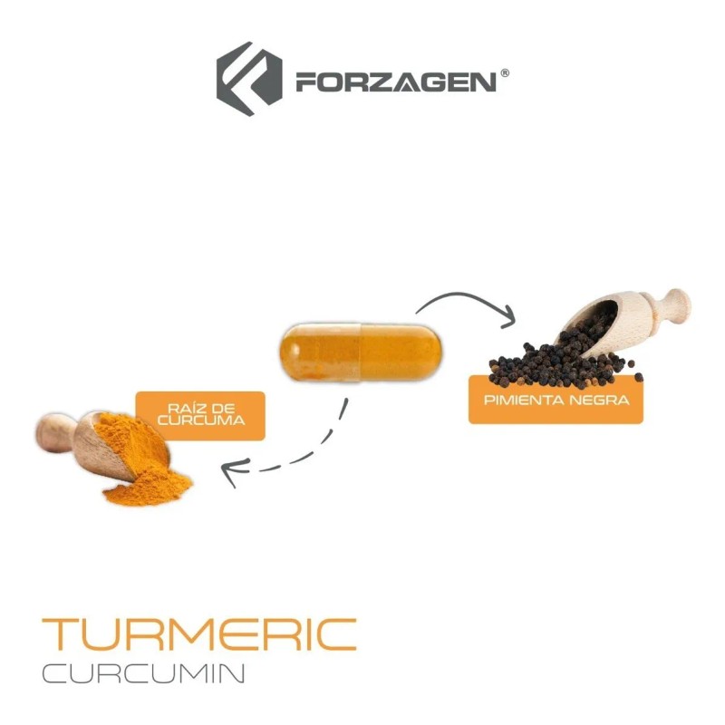 Forzagen Essentials Turmeric Curcumin 120 Caps | Cúrcuma Sabor Sin