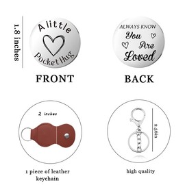 Sudaporn Pocket Hug Token for Women Men Birthday Christmas Gift Double Sided Message Engraved Coin Keychain with Leather Pocket Token Keyring Friends Long Distance Gift for Loved Family Member Bestie